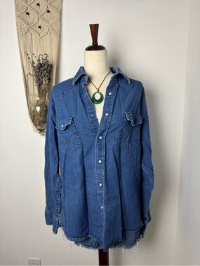 Wrangler Blue Denim Button-Front Shirt